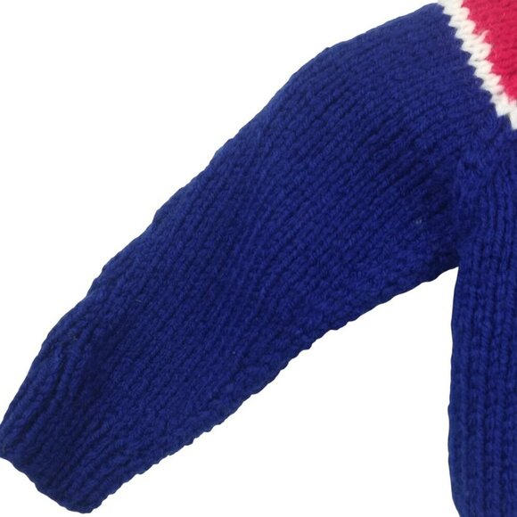 Vintage Hand Knit Bunny Cardigan Sweater Size 24M? Hood Zip Up Bobble Handmade - Picture 5 of 10